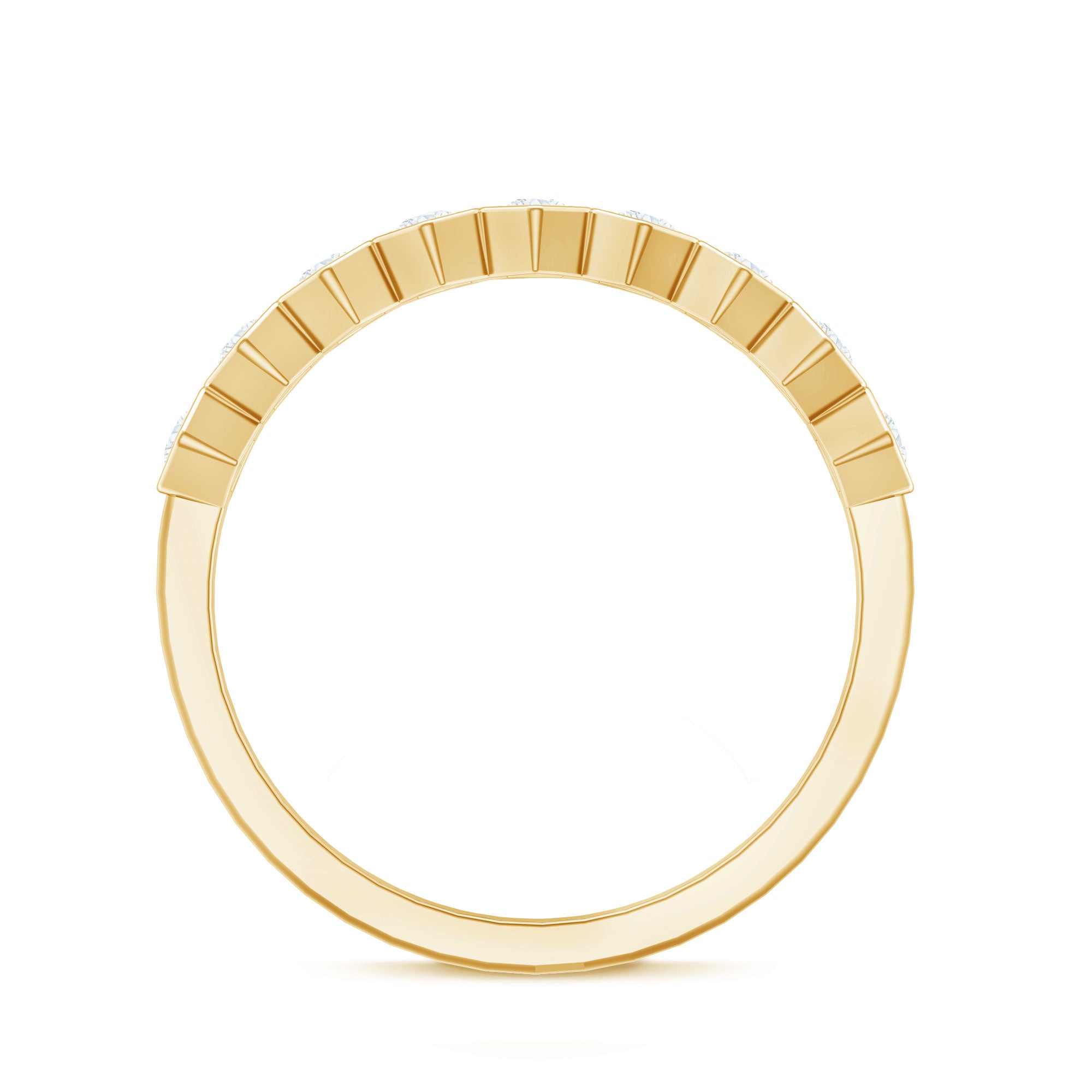 Real Diamond Hexagon Half Eternity Ring for Women Natural - ( HI-SI ) - Rosec Jewels