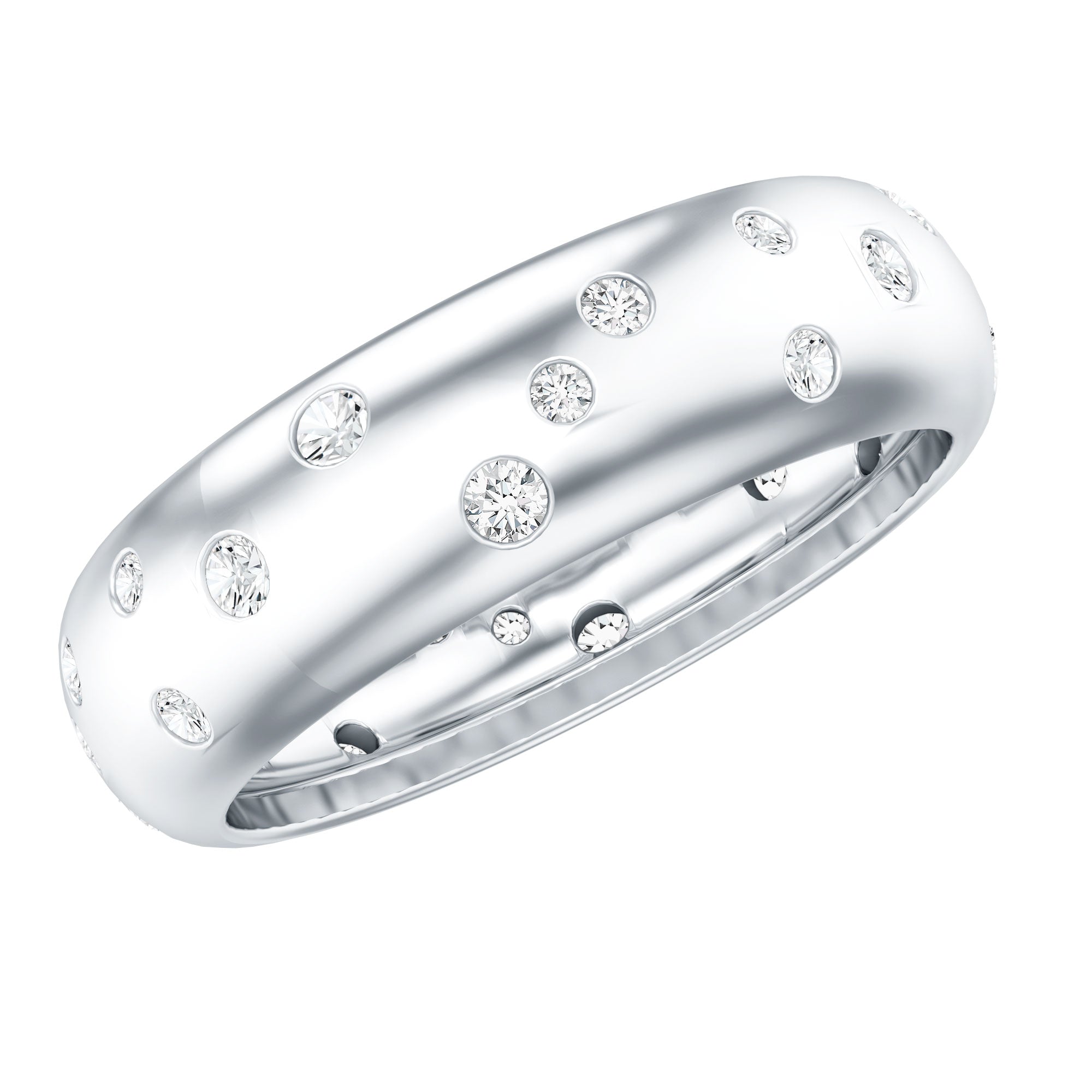 Scatter Moissanite Wedding Wide Band Ring D-VS1 - Rosec Jewels