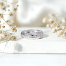 Natural Diamond Wide Eternity Band Ring with Textured Natural - ( HI-SI ) - Rosec Jewels