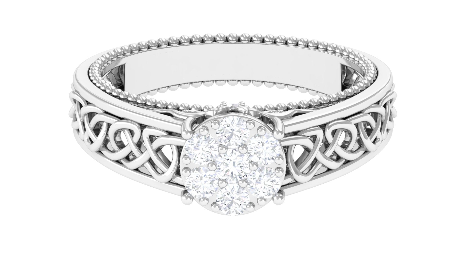 0.50 CT Real Diamond Celtic Knot Band Ring in Gold