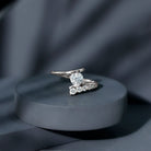 0.9 Carat Certified Round Moissanite Bypass Engagement Ring D-VS1 - Rosec Jewels