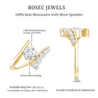 0.9 Carat Certified Round Moissanite Bypass Engagement Ring D-VS1 - Rosec Jewels