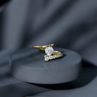 0.9 Carat Certified Round Moissanite Bypass Engagement Ring D-VS1 - Rosec Jewels
