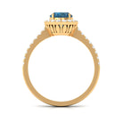 2 CT Oval Cut London Blue Topaz Solitaire Ring with Diamond Halo AAA - Rosec Jewels