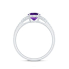 1.25 CT Split Shank Oval Amethyst Solitaire Engagement Ring with Diamond AAA - Rosec Jewels