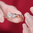 Certified Diamond Three Stone Promise Ring Natural - ( HI-SI ) - Rosec Jewels
