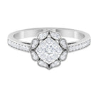 Vintage Inspired Diamond Halo Engagement Ring In Illusion Setting Natural - ( HI-SI ) - Rosec Jewels