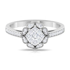 Vintage Inspired Diamond Halo Engagement Ring In Illusion Setting Natural - ( HI-SI ) - Rosec Jewels
