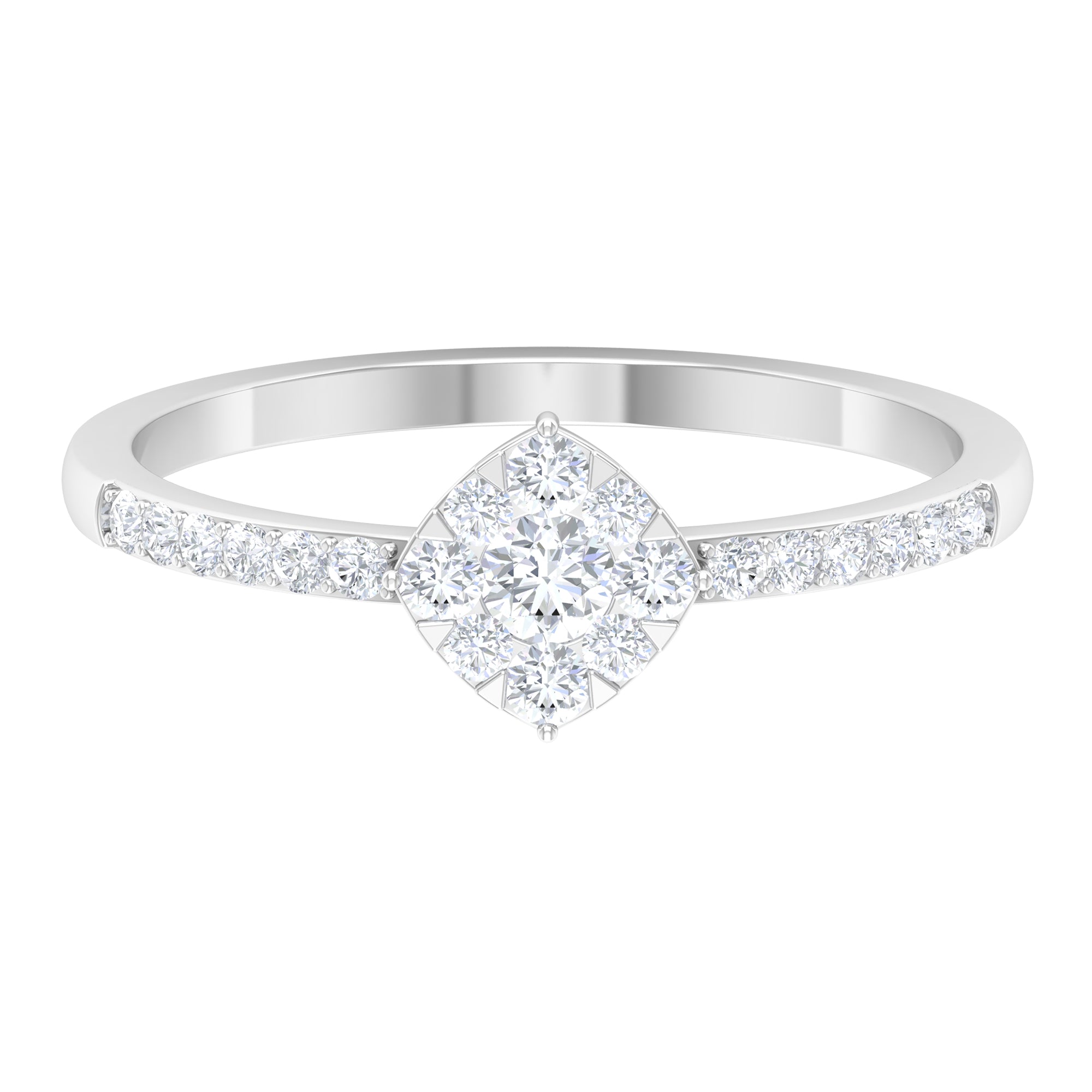 Certified Diamond Engagement Ring in Illusion Setting Natural - ( HI-SI ) - Rosec Jewels
