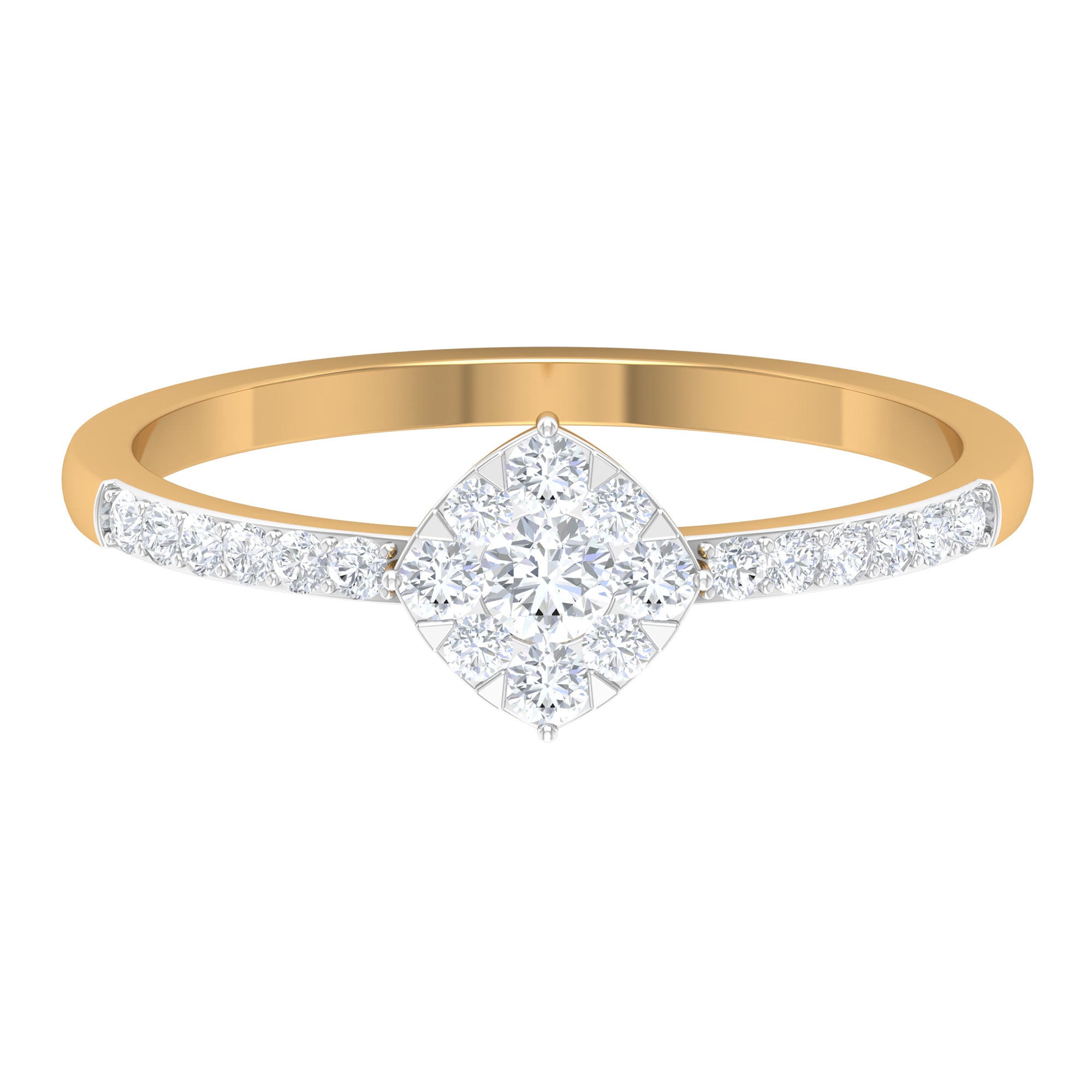 Certified Diamond Engagement Ring in Illusion Setting Natural - ( HI-SI ) - Rosec Jewels