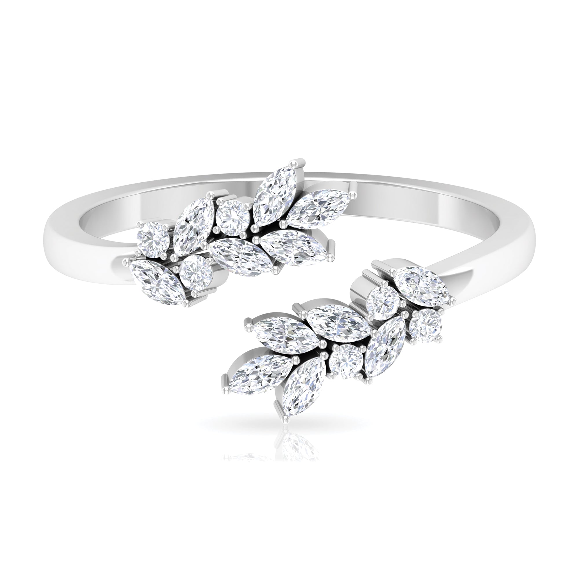 Nature Inspired Diamond Leaf Wrap Ring for Women Natural - ( HI-SI ) - Rosec Jewels