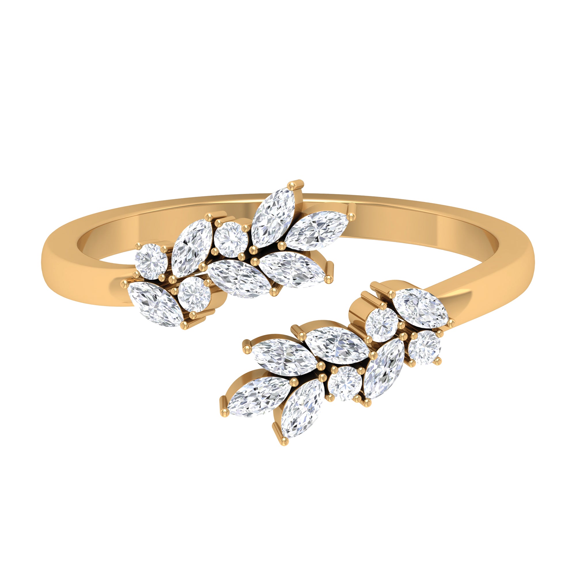Nature Inspired Diamond Leaf Wrap Ring for Women Natural - ( HI-SI ) - Rosec Jewels