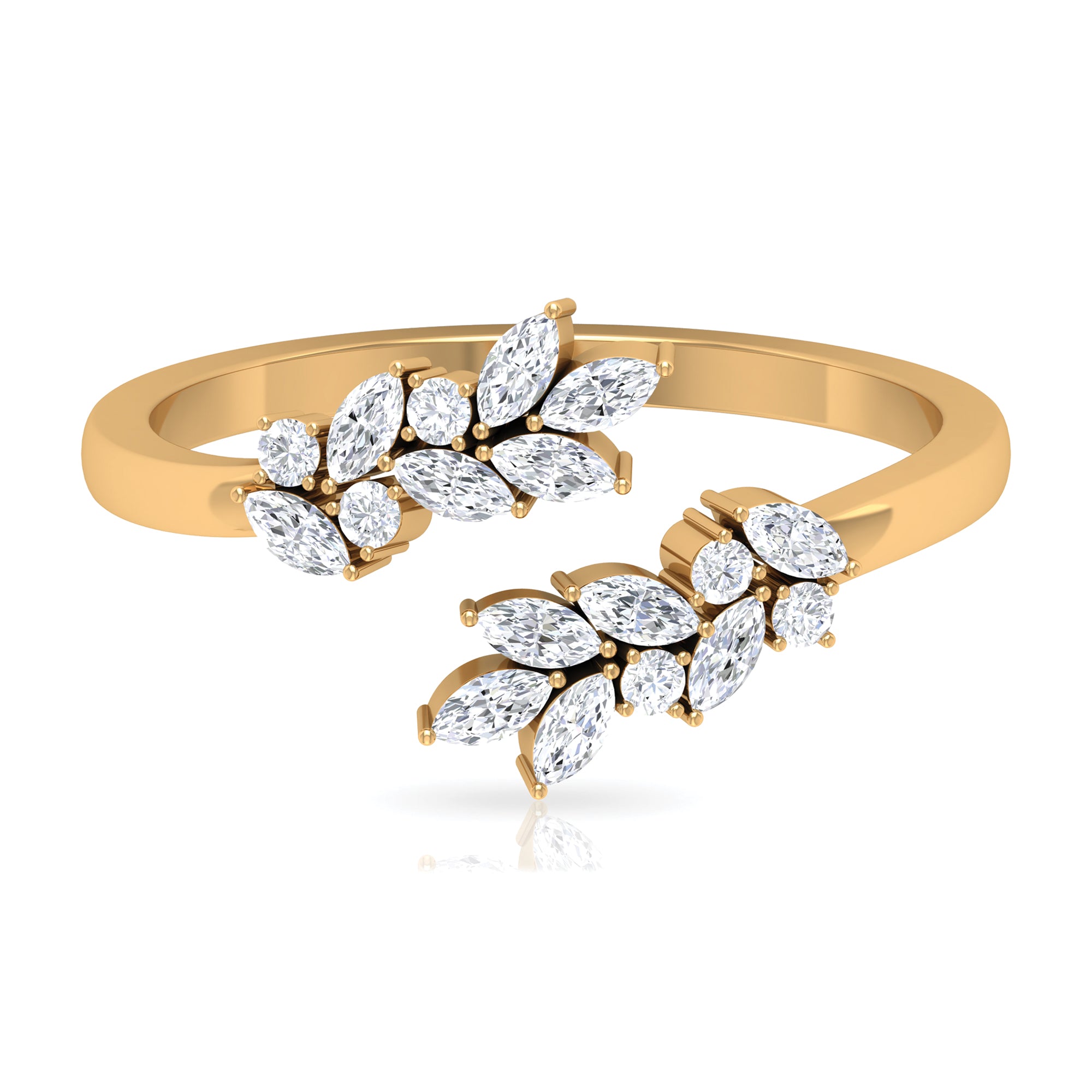 Nature Inspired Diamond Leaf Wrap Ring for Women Natural - ( HI-SI ) - Rosec Jewels