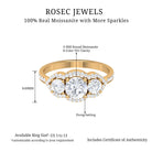 2 CT Certified Moissanite Three Stone Statement Engagement Ring Moissanite - ( D-VS1 ) - Color and Clarity - Rosec Jewels