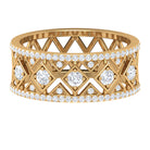 Vintage Inspired Diamond Wide Wedding Band for Women Natural - ( HI-SI ) - Rosec Jewels