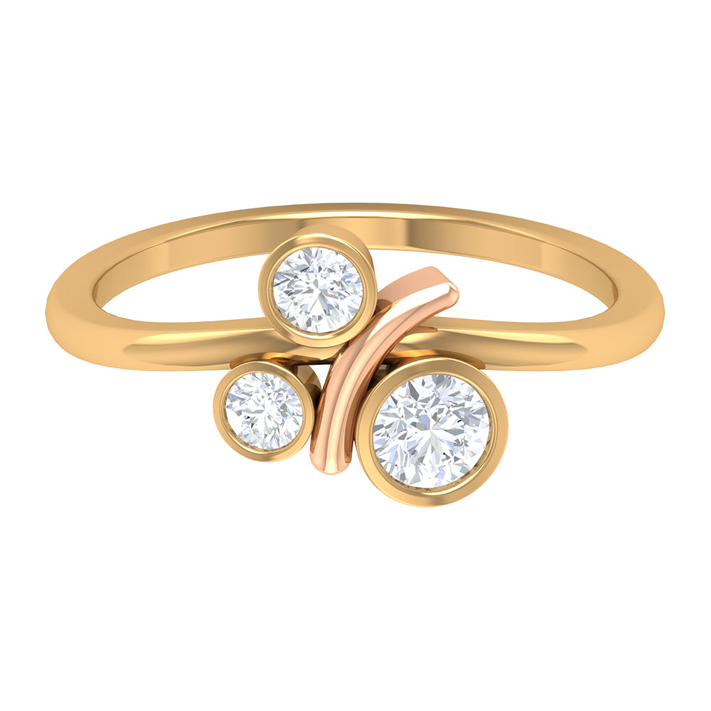 Natural Bezel Set Diamond 3 Stone Promise Ring Natural - ( HI-SI ) - Rosec Jewels