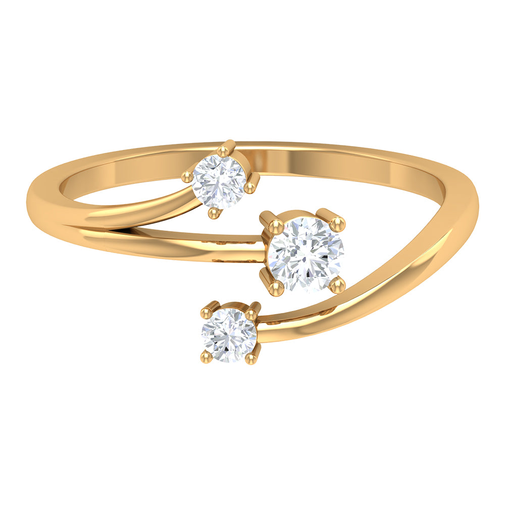 Natural Diamond 3 Stone Proposal Ring for Valentines Natural - ( HI-SI ) - Rosec Jewels