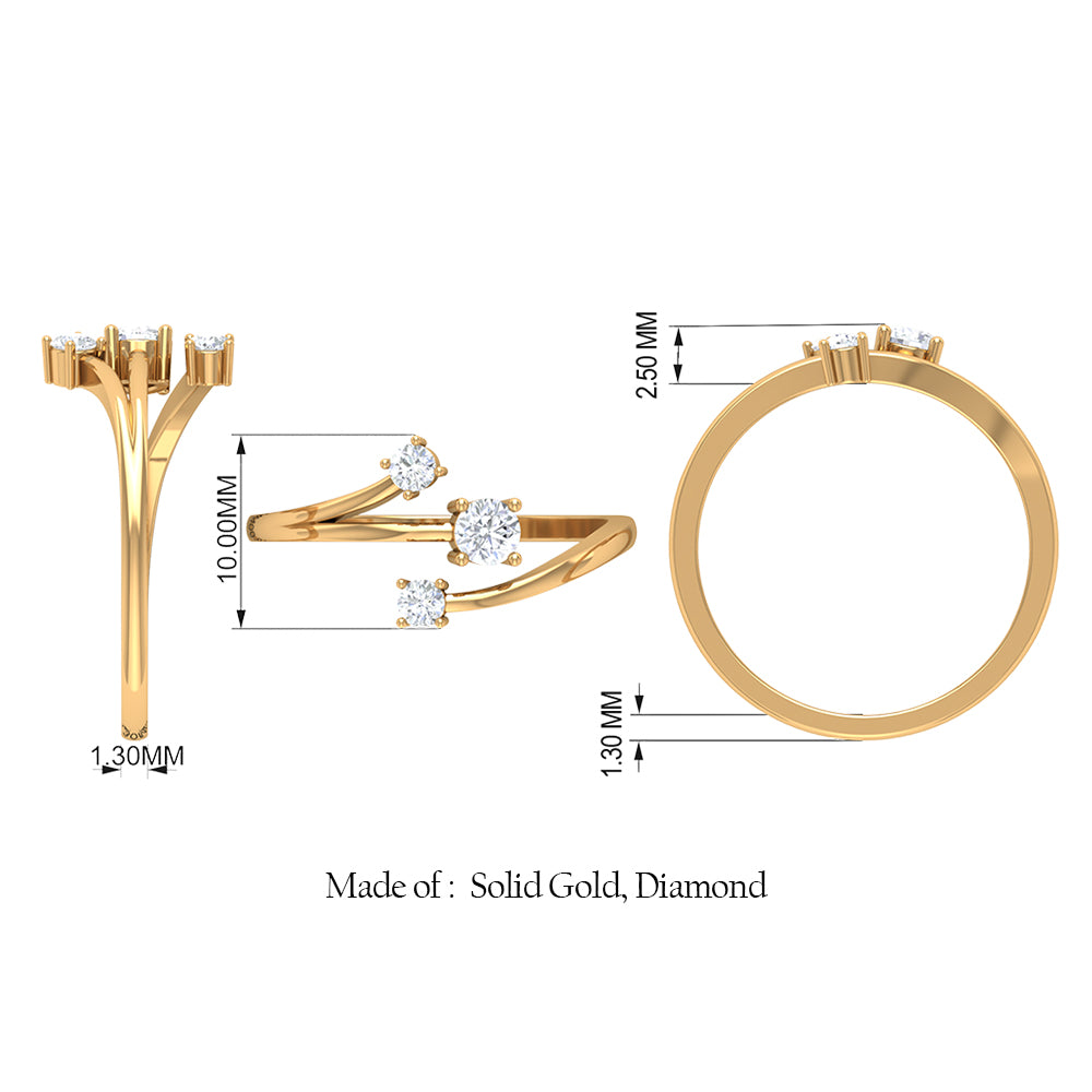 Natural Diamond 3 Stone Proposal Ring for Valentines Natural - ( HI-SI ) - Rosec Jewels