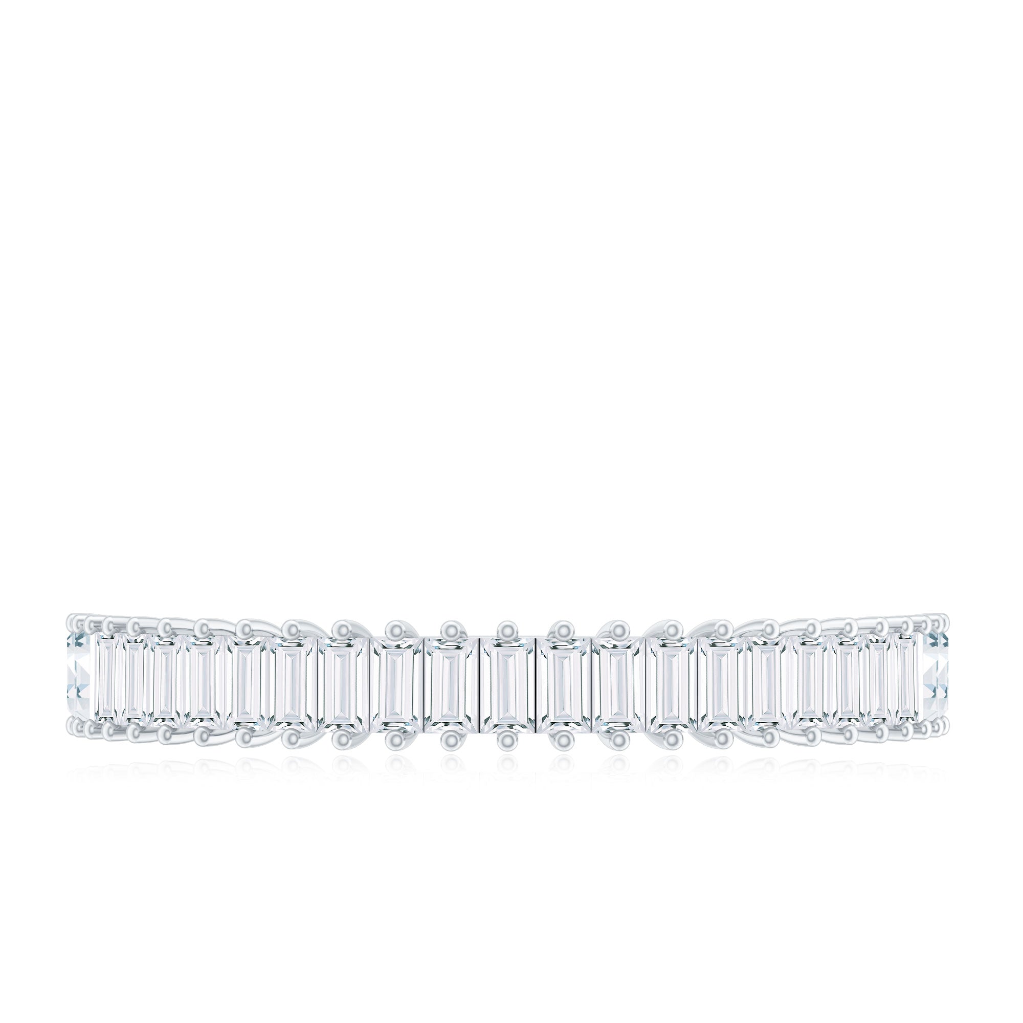 Natural Baguette Diamond Half Eternity Ring for Anniversary Natural - ( HI-SI ) - Rosec Jewels