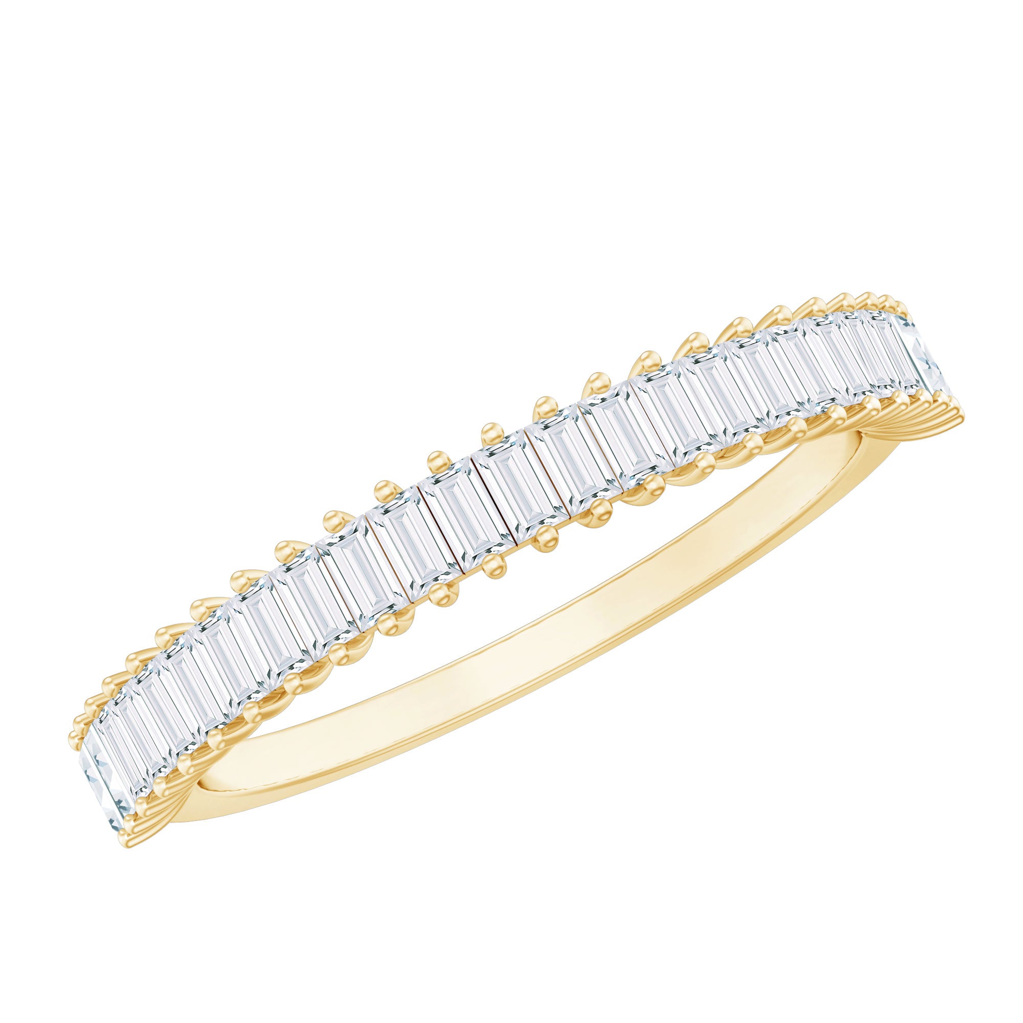 Natural Baguette Diamond Half Eternity Ring for Anniversary Natural - ( HI-SI ) - Rosec Jewels