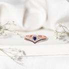 Certified Lab Grown Blue Sapphire Heart Engagement Ring Set with Real Diamond AAAA - Rosec Jewels