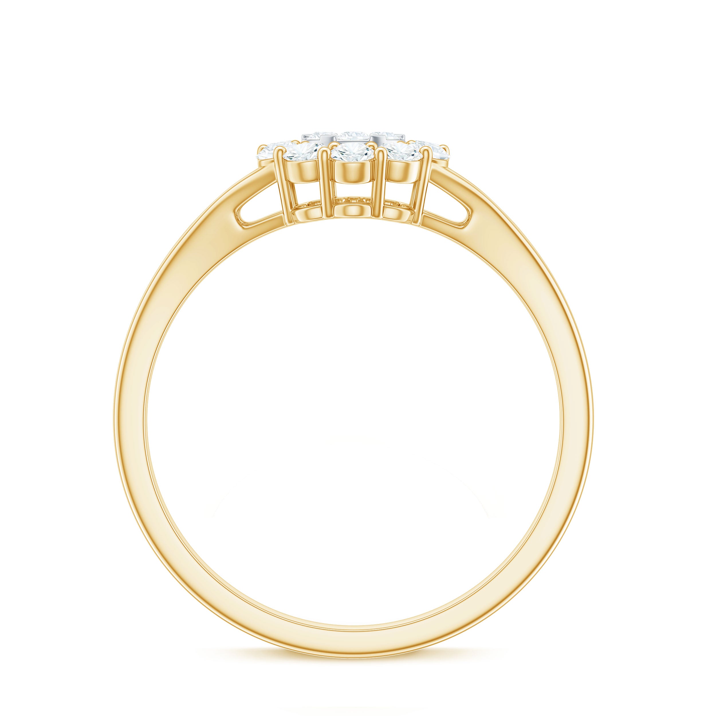 Certified Real Diamond Cluster Ring with Halo Natural - ( HI-SI ) - Rosec Jewels