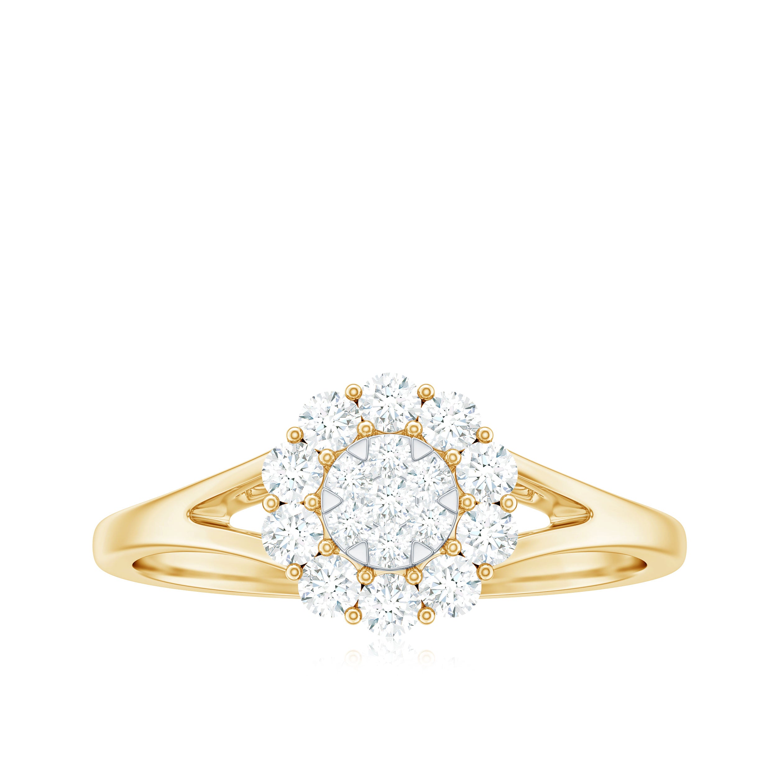 Certified Real Diamond Cluster Ring with Halo Natural - ( HI-SI ) - Rosec Jewels