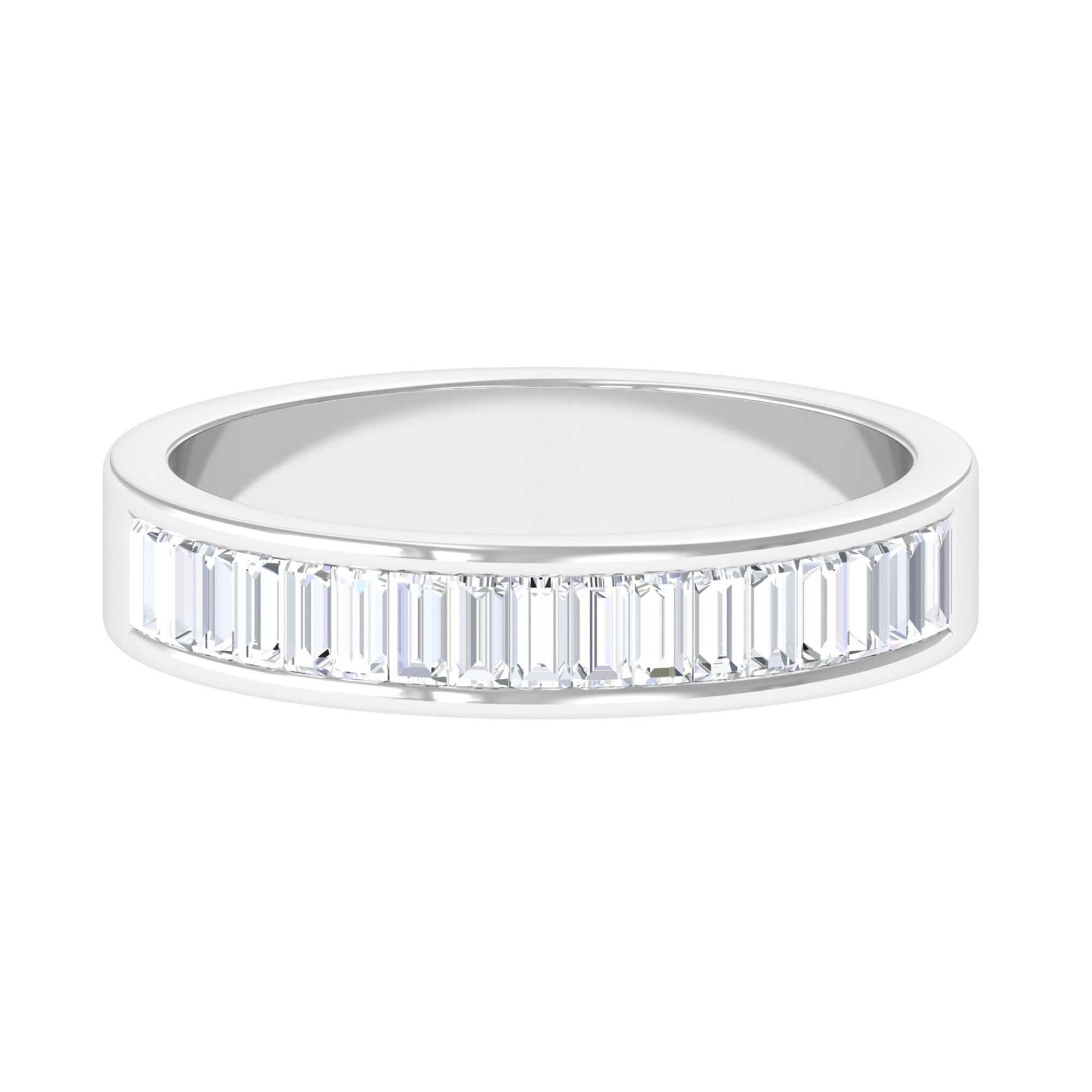 Baguette Shape Diamond Half Eternity Band Ring Diamond - ( HI-SI ) - Color and Clarity - Rosec Jewels
