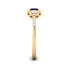 Real Blue Sapphire Princess Cut Blue Sapphire Engagement Ring with Diamond AAA - Rosec Jewels