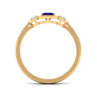 Real Blue Sapphire Princess Cut Blue Sapphire Engagement Ring with Diamond AAA - Rosec Jewels