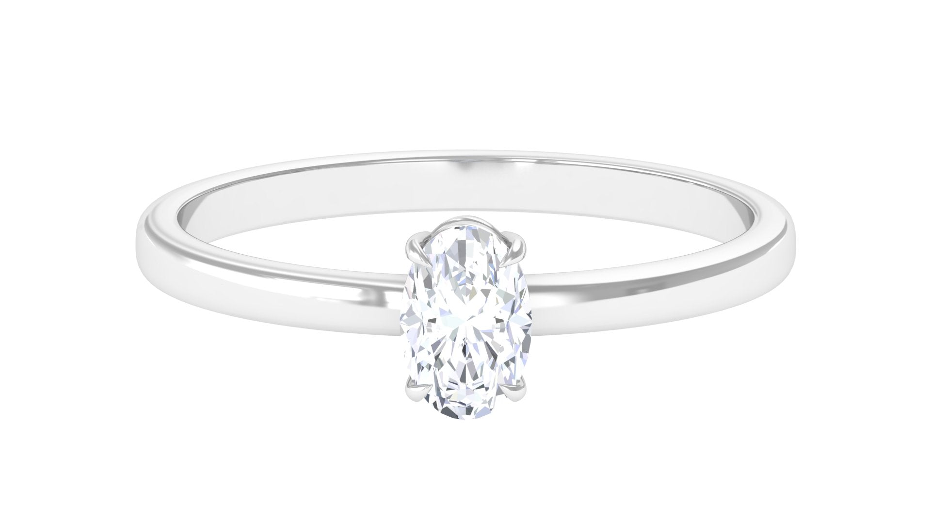 Natural Oval Diamond Solitaire Promise Ring with Certificate Natural - ( HI-SI ) - Rosec Jewels