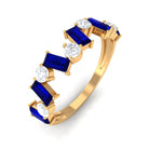 Genuine Baguette Blue Sapphire Half Eternity Ring with Diamond AAA - Rosec Jewels