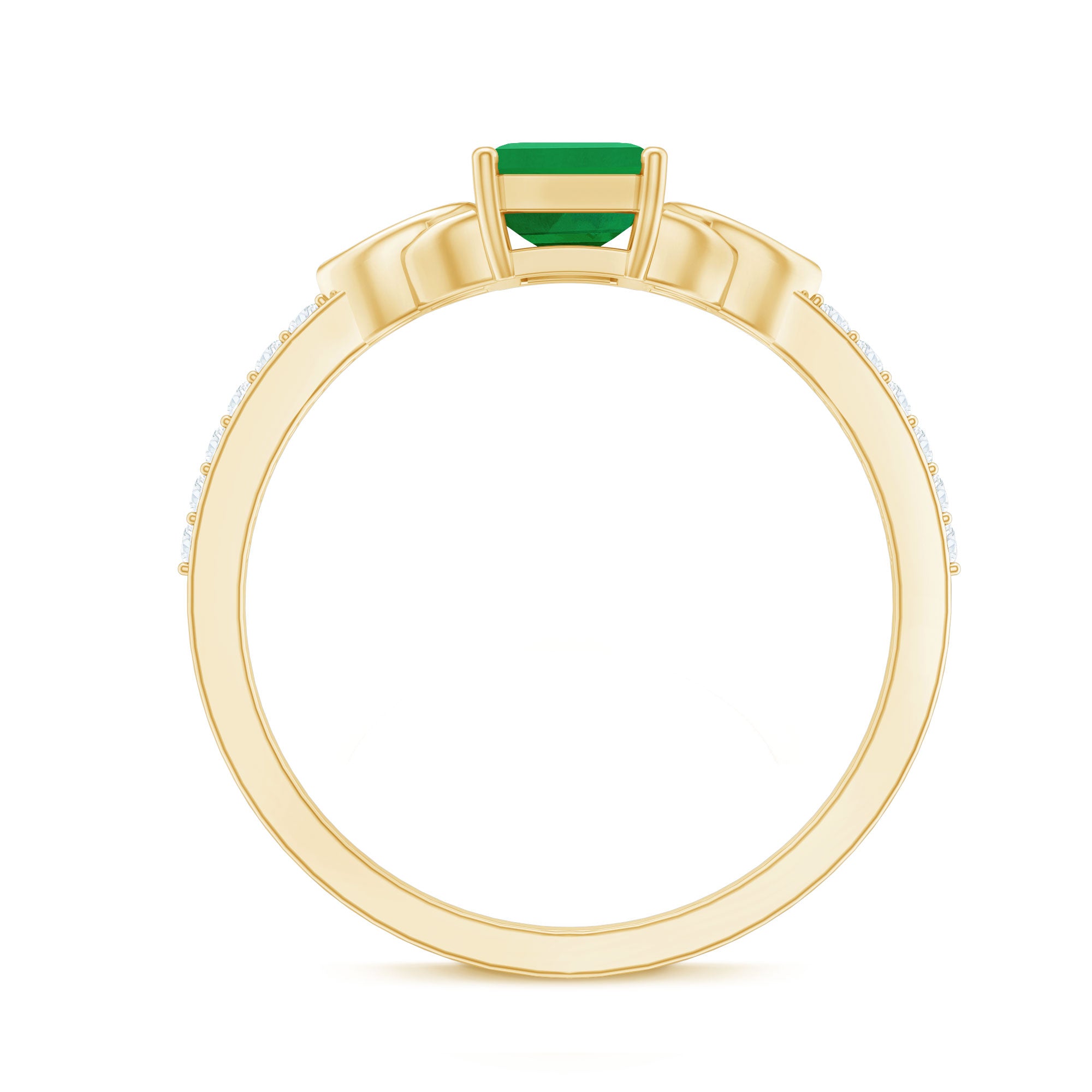 Natural 5X7mm Emerald Cut Emerald Diamond Engagement Ring with Celtic Knot AAA - Rosec Jewels