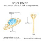 Bezel Set Aquamarine and Diamond East West Engagement Ring AAA - Rosec Jewels