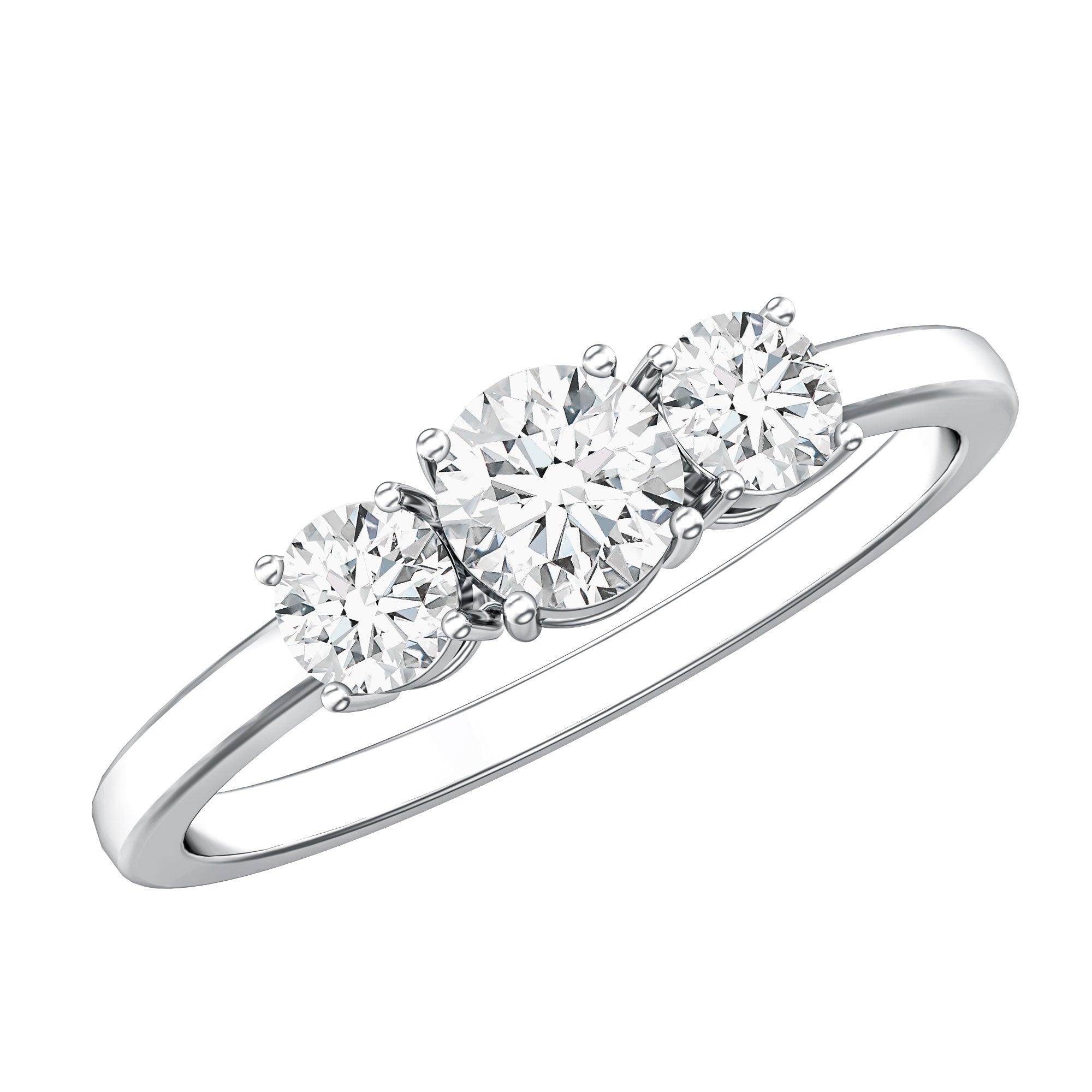 Natural Diamond 3 Stone Engagement Ring with Certificate Natural - ( HI-SI ) - Rosec Jewels