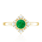 Natural Bezel Set 5mm Emerald Flower Engagement Ring with Diamond AAA - Rosec Jewels