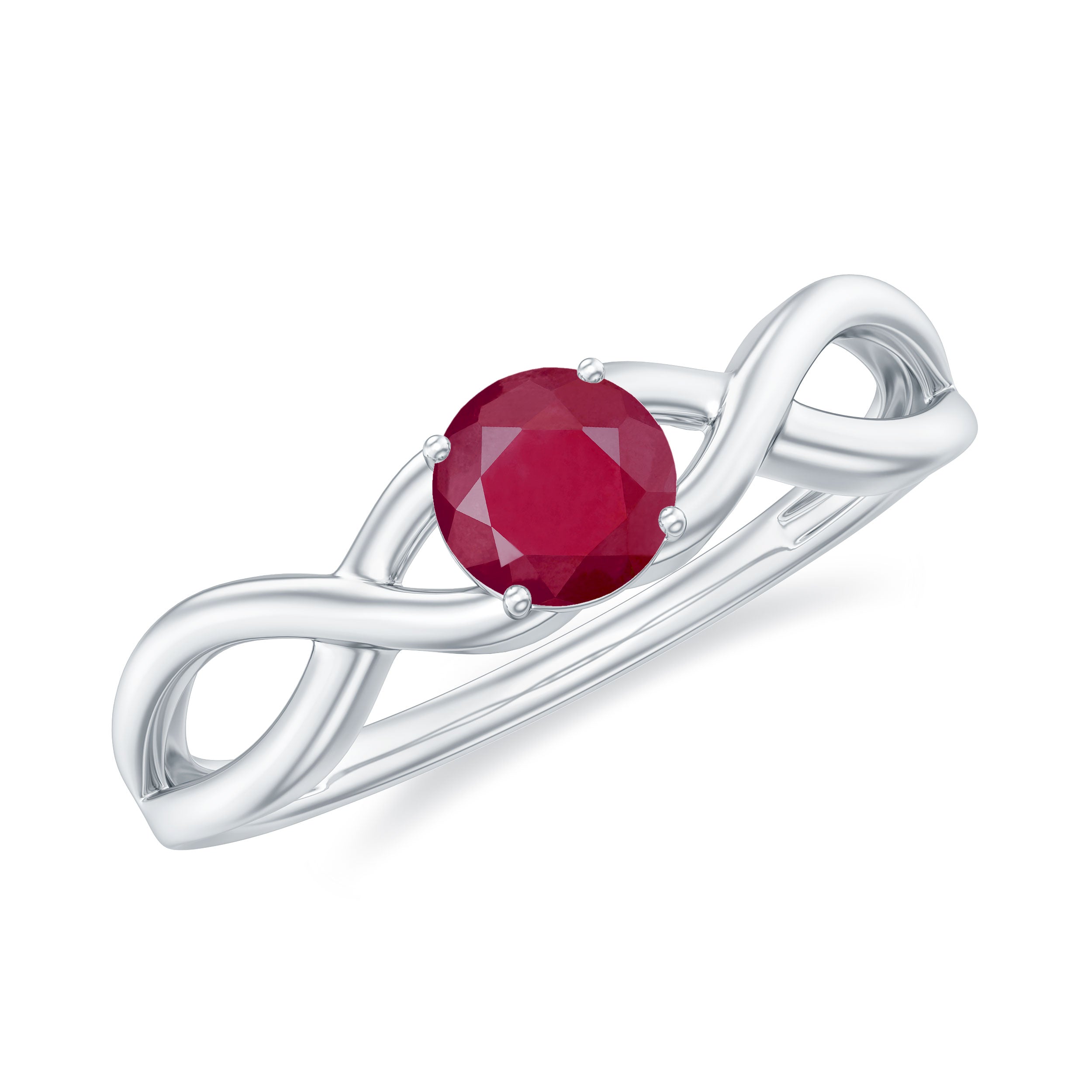Round Ruby Solitaire Promise Ring in Crossover Shank – Rosec Jewels UK