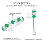 Certified Real Princess Cut Emerald Half Eternity Anniversary Ring AAA - Rosec Jewels
