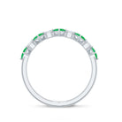 Certified Real Princess Cut Emerald Half Eternity Anniversary Ring AAA - Rosec Jewels