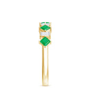 Certified Real Princess Cut Emerald Half Eternity Anniversary Ring AAA - Rosec Jewels