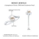 Cultured 2.2 Carat Freshwater Pearl Engagement Ring with Bypass Shank AAA - Rosec Jewels