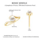 Cultured 2.2 Carat Freshwater Pearl Engagement Ring with Bypass Shank AAA - Rosec Jewels