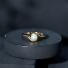 Cultured 2.2 Carat Freshwater Pearl Engagement Ring with Bypass Shank AAA - Rosec Jewels