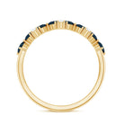 Rosec Jewels-Pear Shape London Blue Topaz Half Eternity Band with Lab Made Diamond