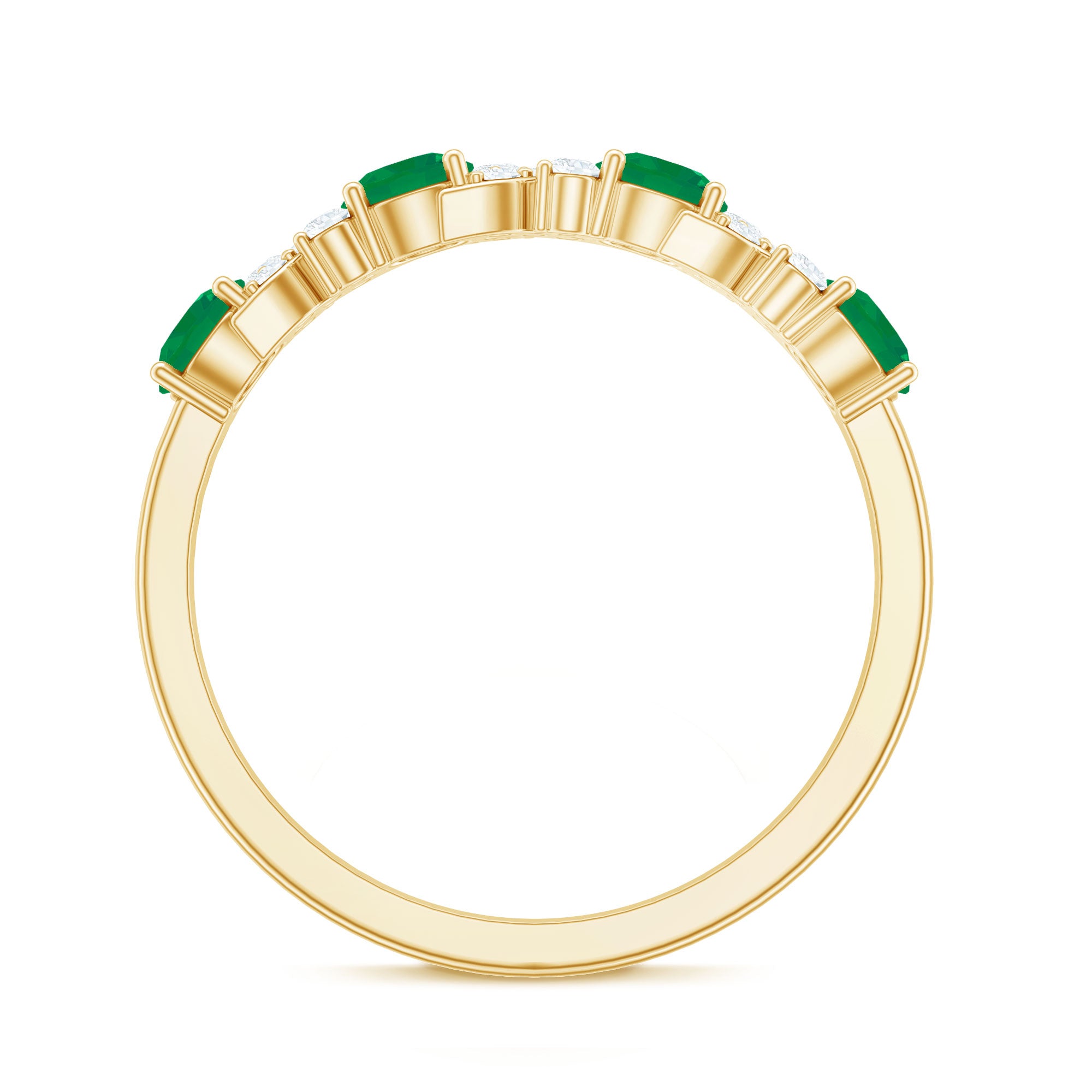 Natural Emerald Diamond Half Eternity Anniversary Band with Certificate AAA - Rosec Jewels
