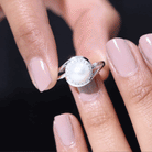 3.25 CT Freshwater Pearl Bypass Cocktail Ring with Diamond Halo Freshwater Pearl - ( AAA ) - Quality - Rosec Jewels