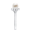 Freshwater Pearl Solitaire Bypass Engagement Ring with Diamond Accent AAA - Rosec Jewels
