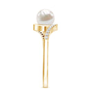 Freshwater Pearl Solitaire Bypass Engagement Ring with Diamond Accent AAA - Rosec Jewels