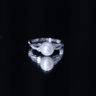 Rosec Jewels-Genuine 7.4 Carat Freshwater Pearl Engagement Ring with Diamond Crossover Shank