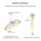 Rosec Jewels-Genuine 7.4 Carat Freshwater Pearl Engagement Ring with Diamond Crossover Shank